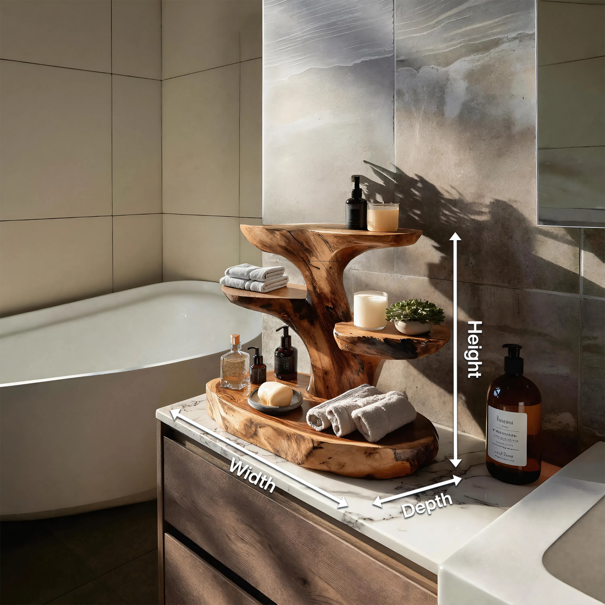 Organic Multi Tier Bathroom Shelf For Spa