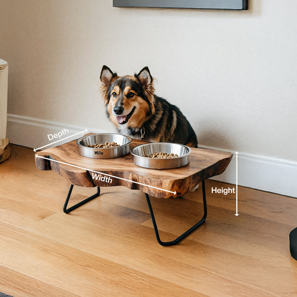 Handcrafted Wooden Dog Bowl Feeder For Pet Owners