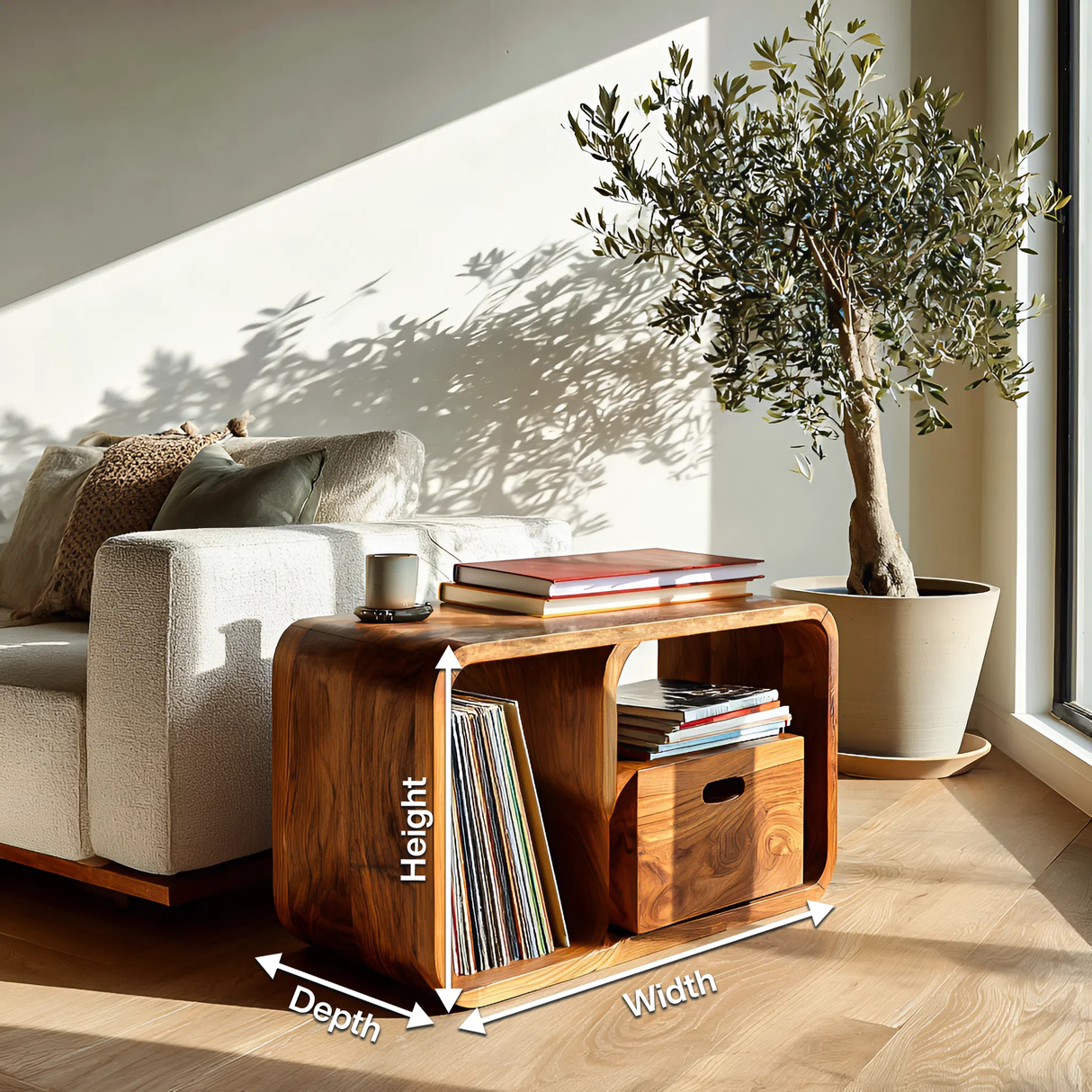 Modern Minimal Wooden Side Table For Living Room