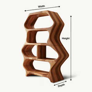 Sculptural Bookshelf With Organic Carved Display For Living Room And Office