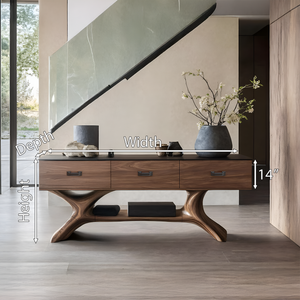 Handcrafted Solid Wood Dressing Table For Furniture Decor With Mirror