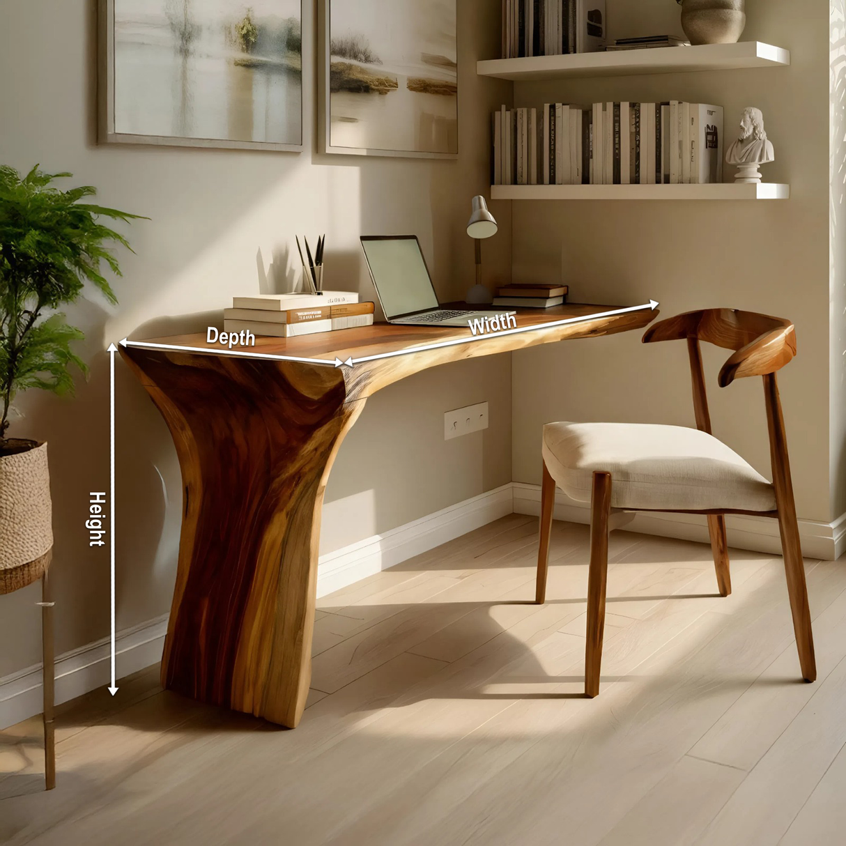 Handcrafted Live Edge Wood Desk For Home Studio Setup