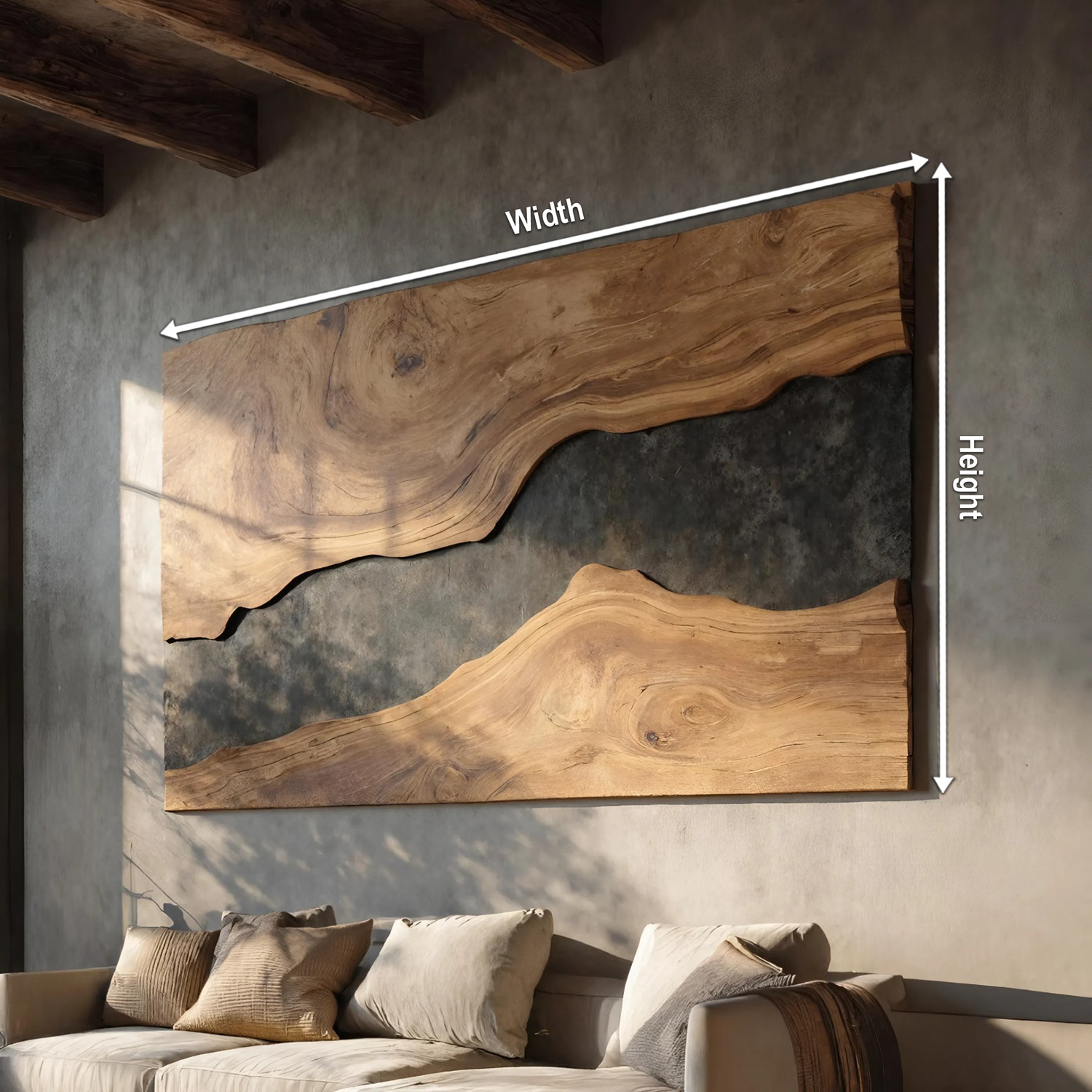 Mid Century Rectangular Wooden Wall Art For Living Room