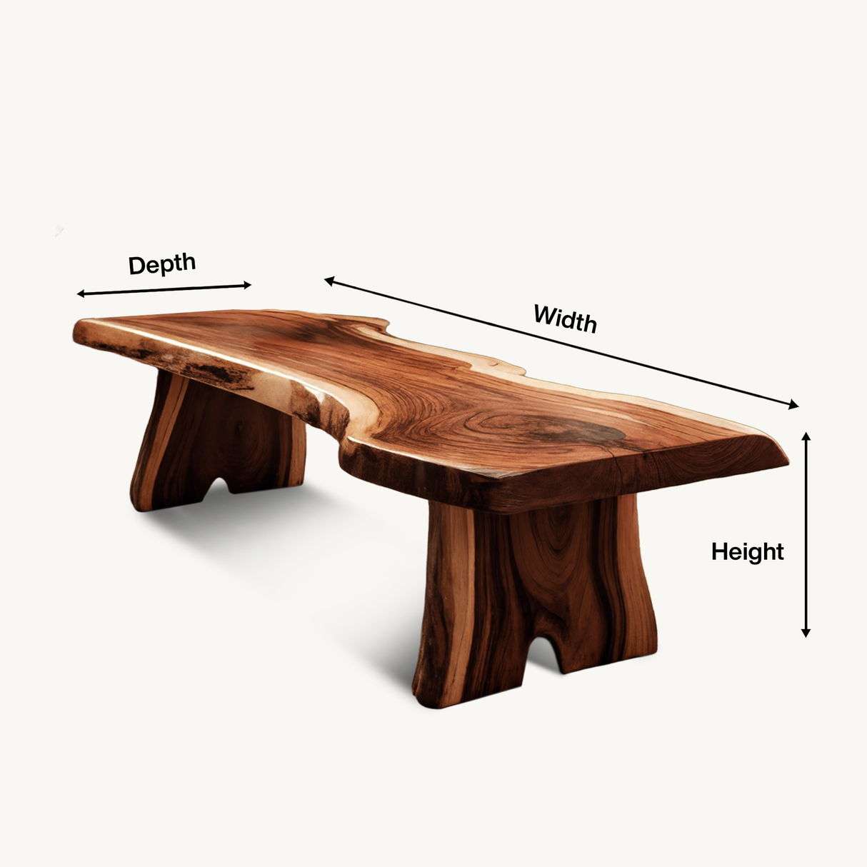 Minimalist Live Edge Outdoor Bench For Entryway Or Patio