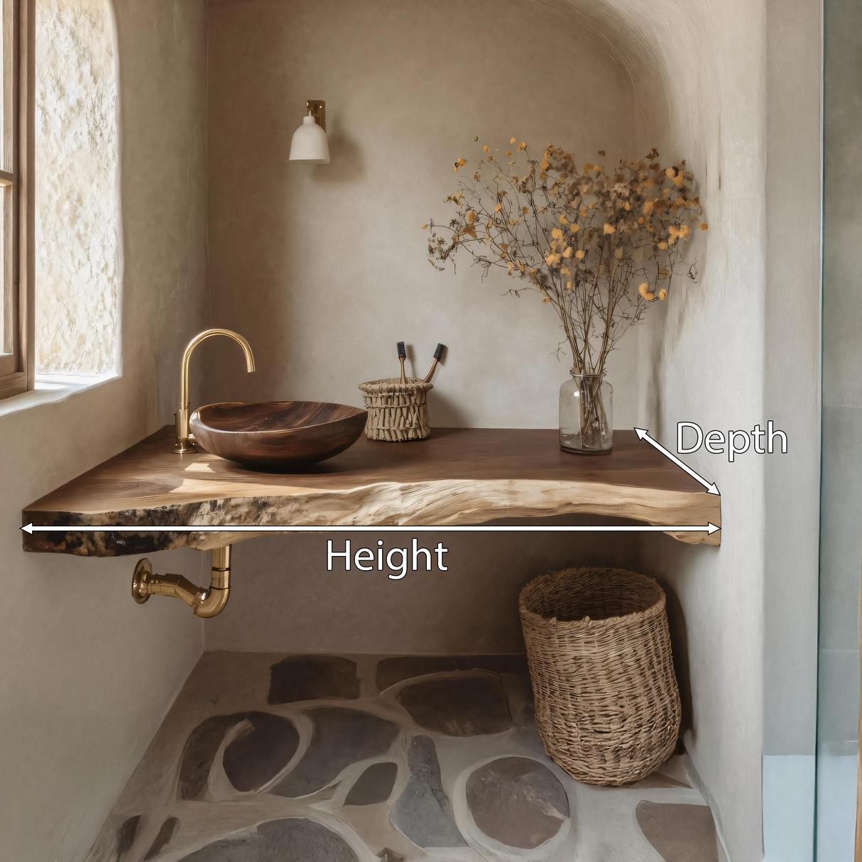 Solid Wood Floating Vanity For Farmhouse Bathroom