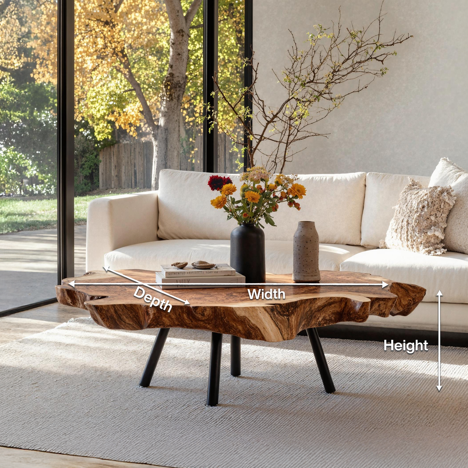 Rustic Wood Table For Boho Style Living Room