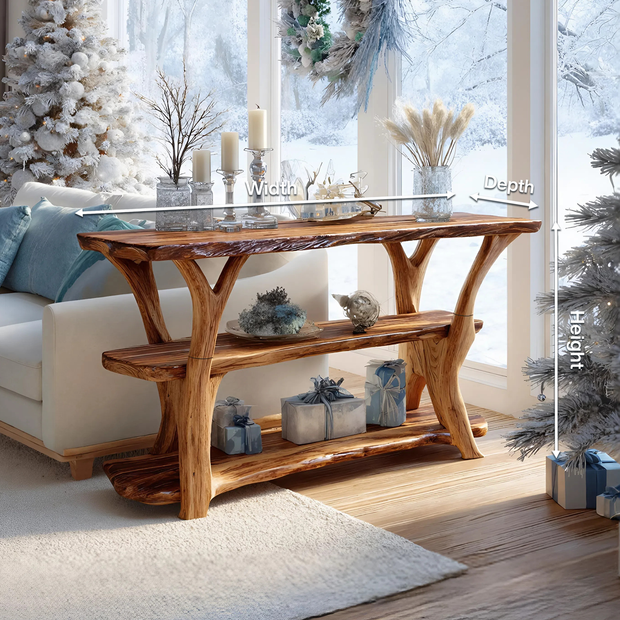Modern Wooden Live Edge Console Table For Furniture Decor Xmas Collection