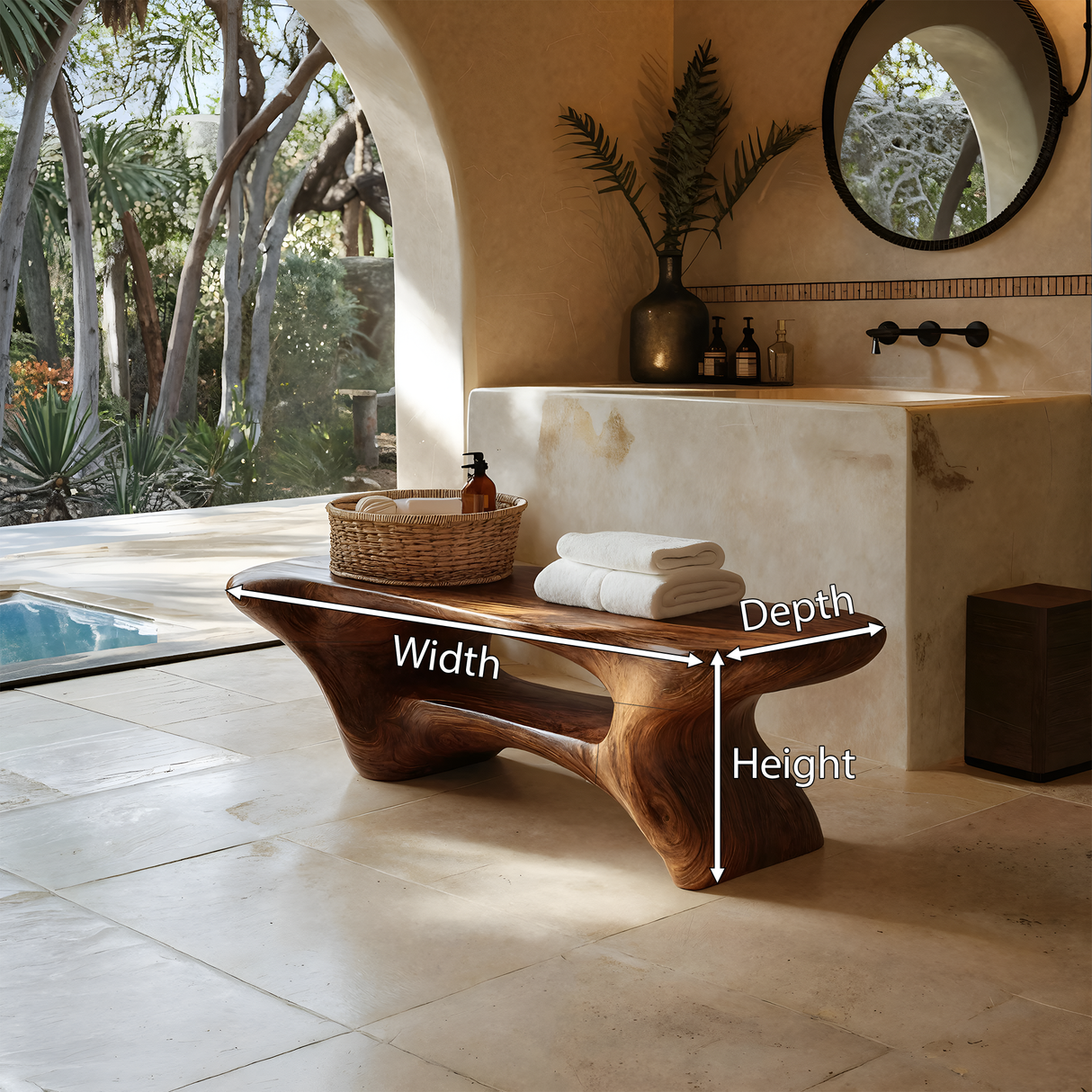 Modern Organic Bathroom Seat With Center Shelf For Bathroom