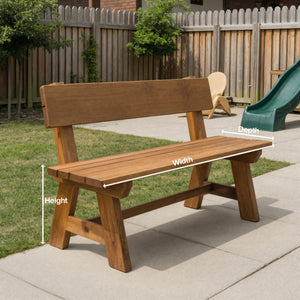 Rustic Garden Bench With Backrest For Patio Or Porch