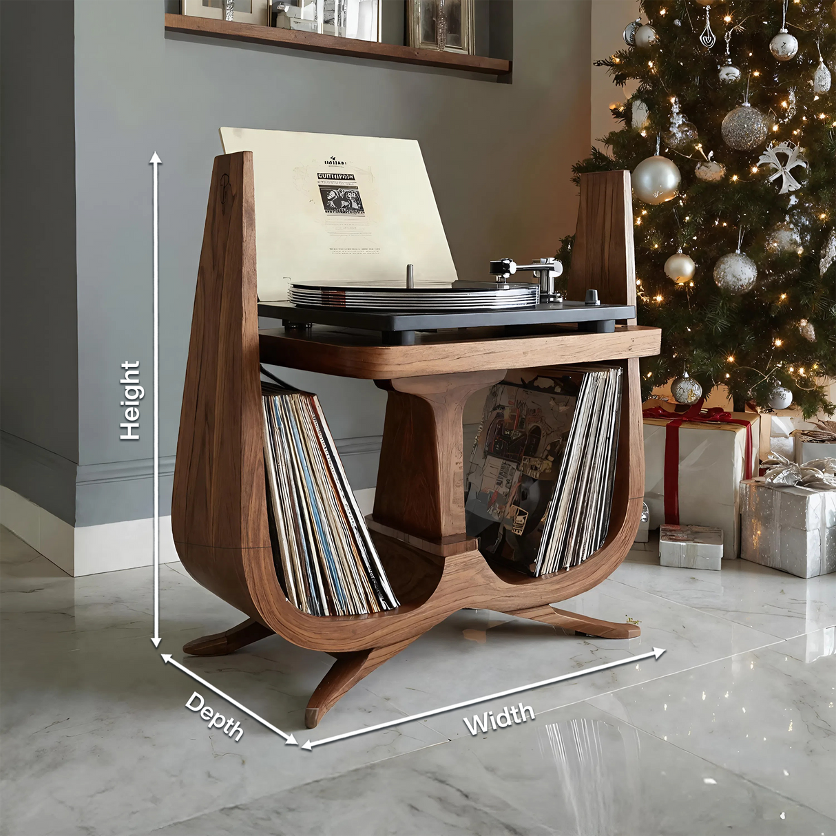 Handcrafted Wooden Record Stand For Entryway Gift Idea