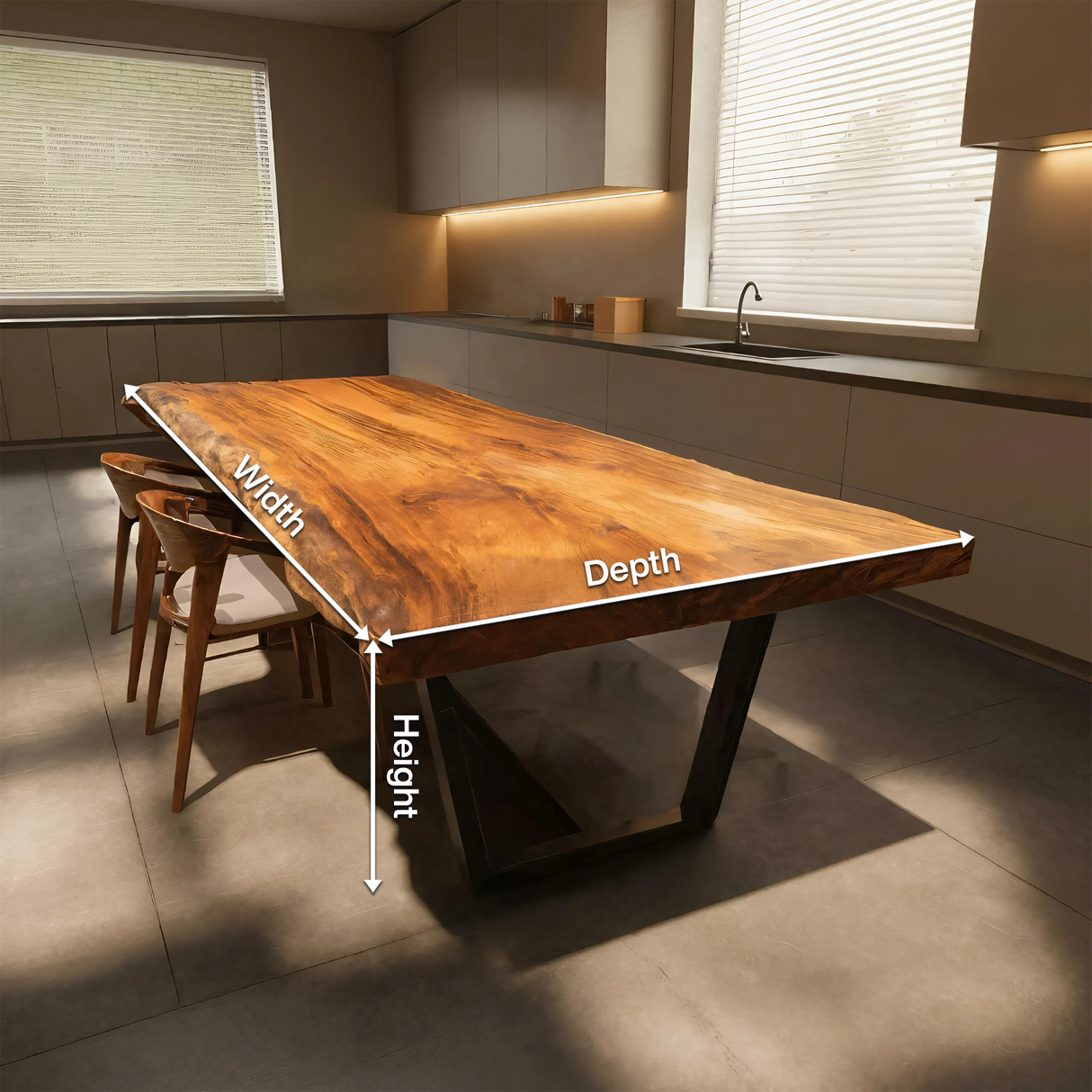 Kitchen Decor Modern Live Edge Dining Table Sleek Grain