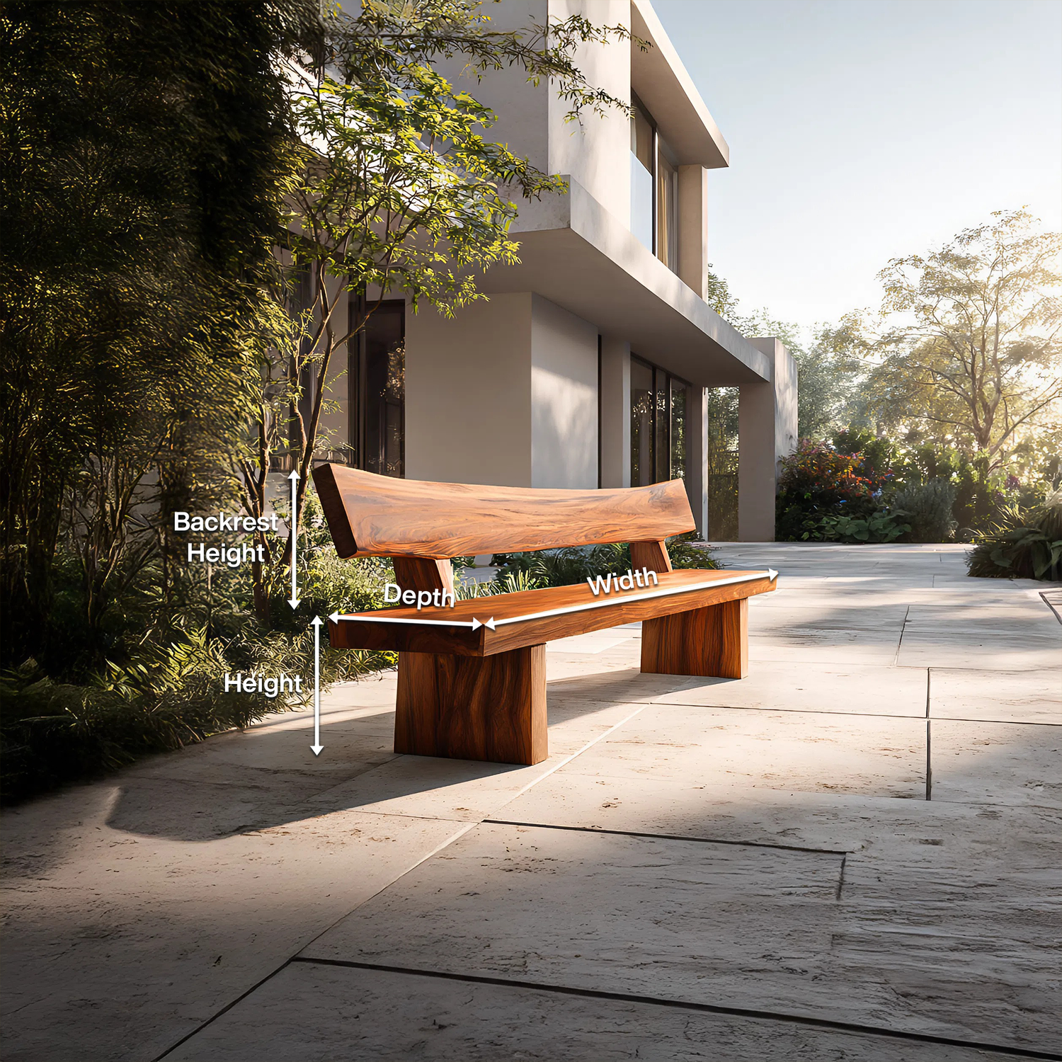 Rustic Outdoor Wood Bench For Courtyard And Villa Garden