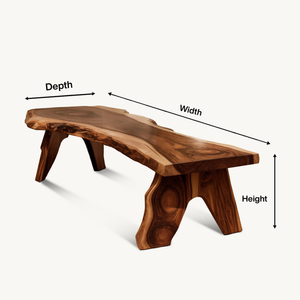 Rustic Live Edge Wooden Bench For Patio Or Garden