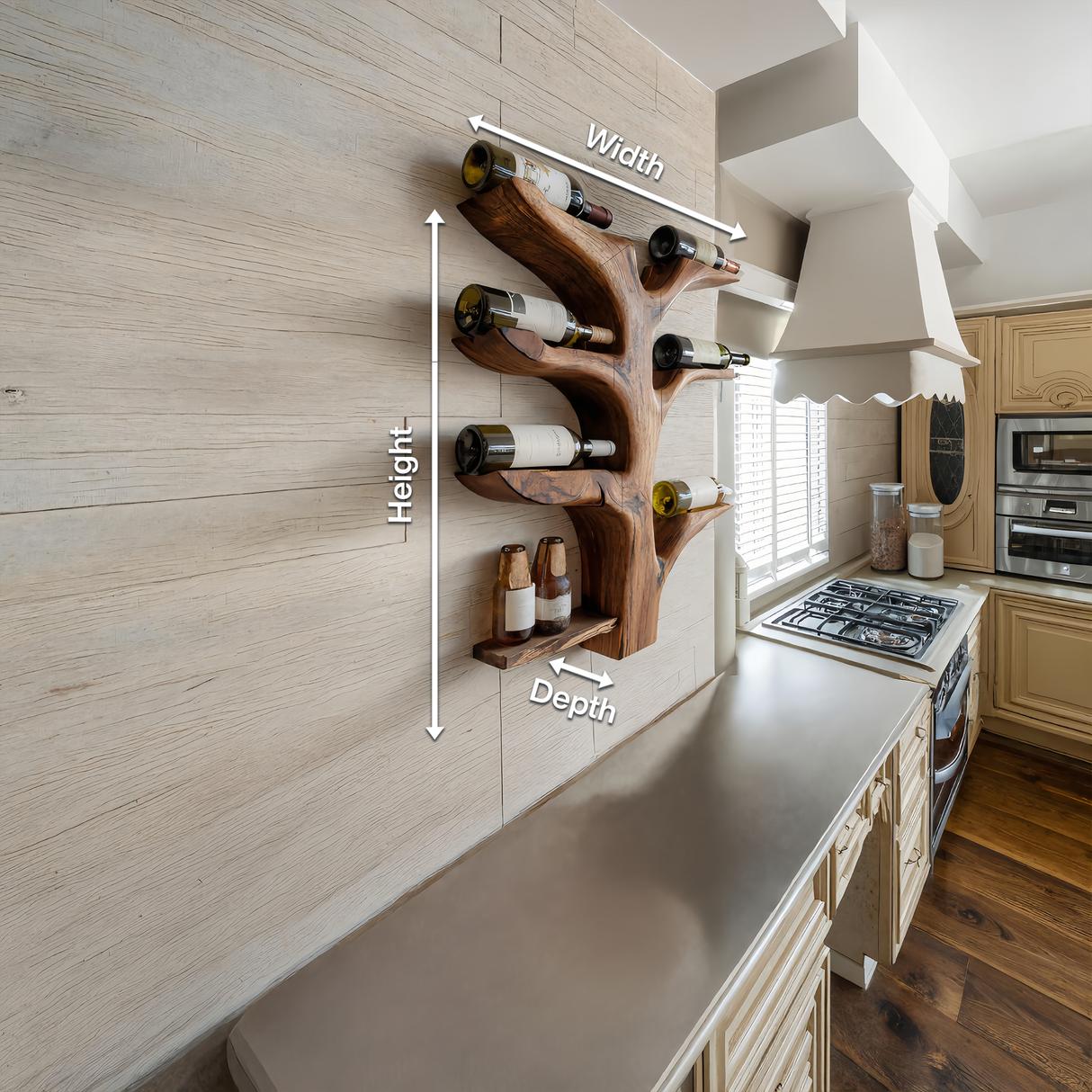 Organic Tree Style Wall Wine Rack For Kitchen Decor