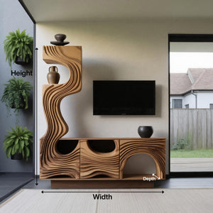 Wavy Sculptural TV Console Media Cabinet For Living Room And Lounge