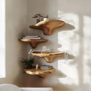 Mid Century Wooden Live Edge Mushroom Shelf For Organic Interior Decor