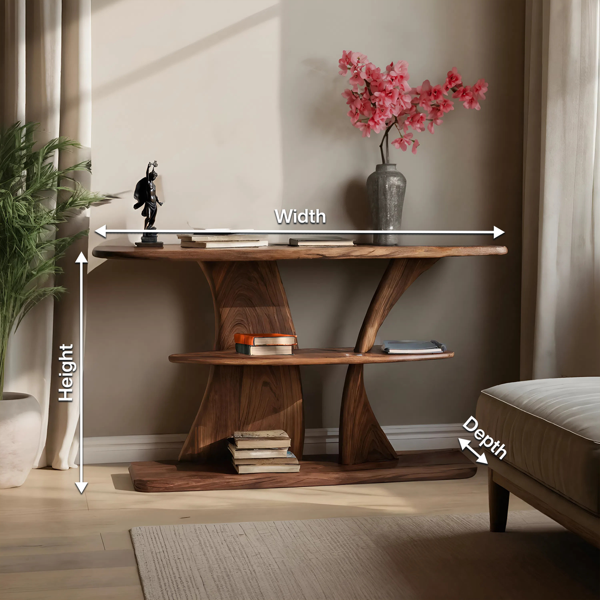 Farmhouse Solid Wood Console Table For Entryway Design And Storage