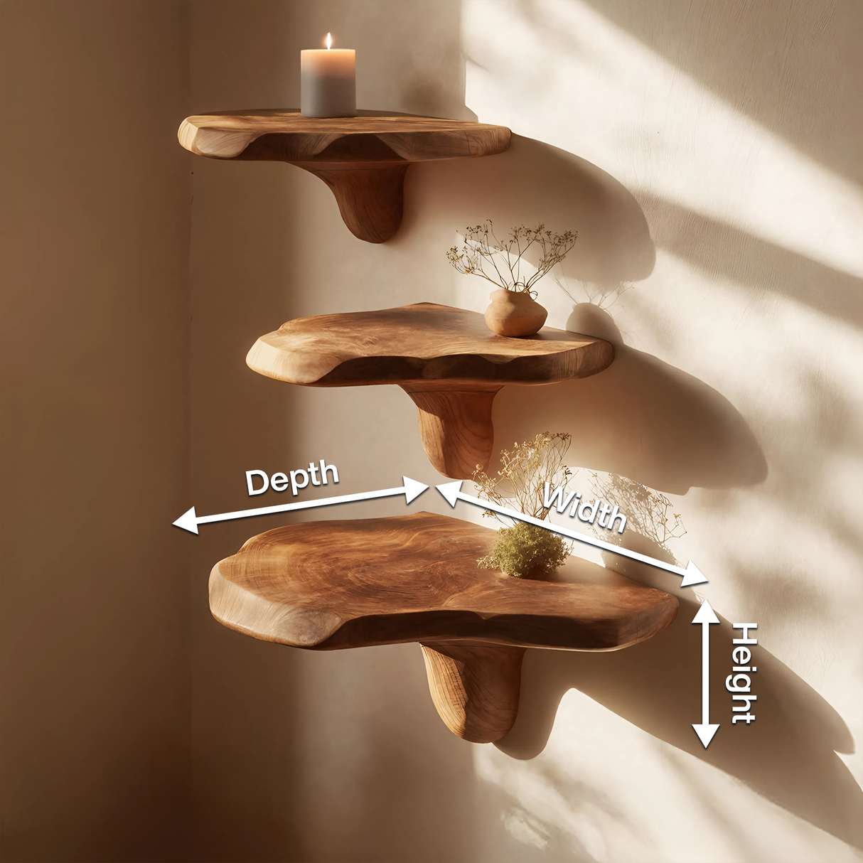 Farmhouse Wooden Mushroom Shelf For Cozy Bedroom And Entryway Design
