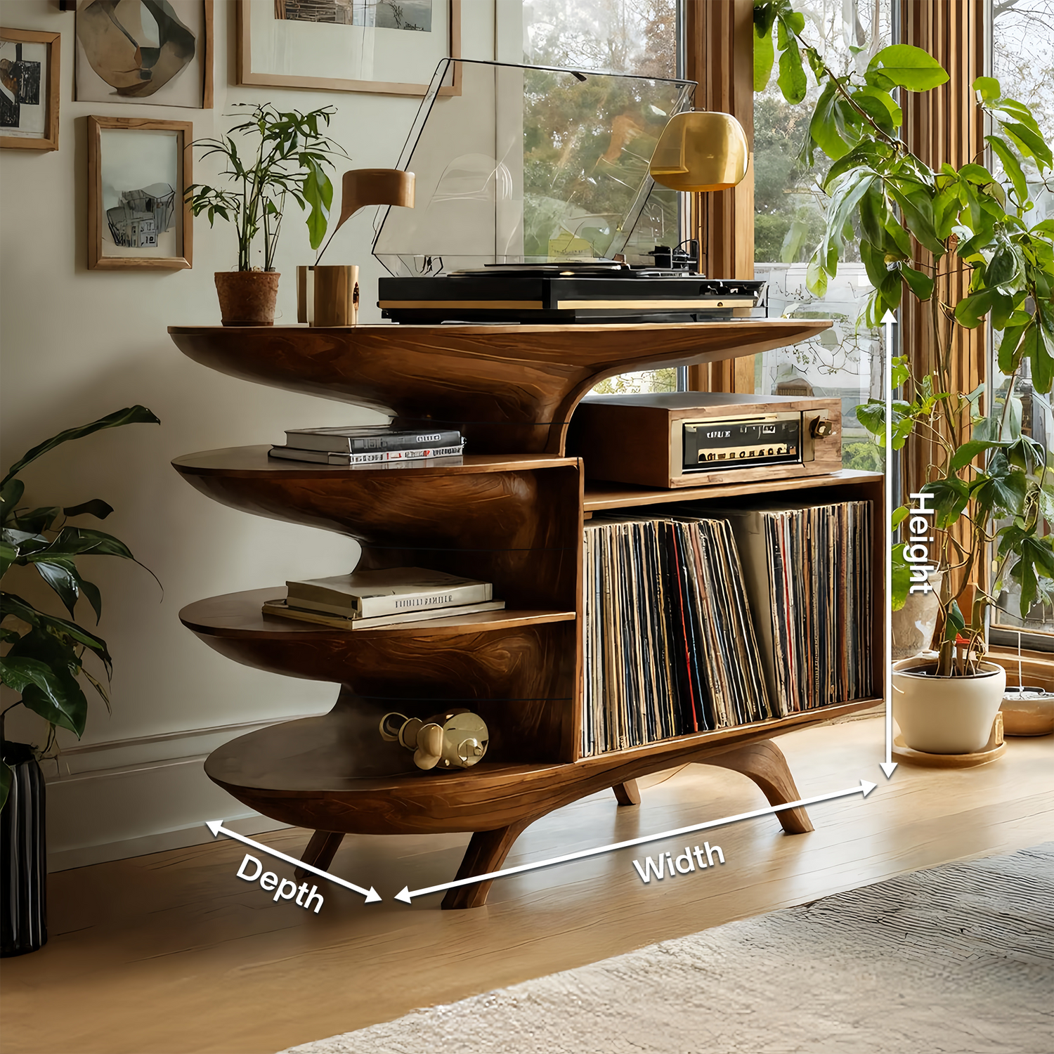 Modern Wooden Record Stand For Bedroom Interior Design Style