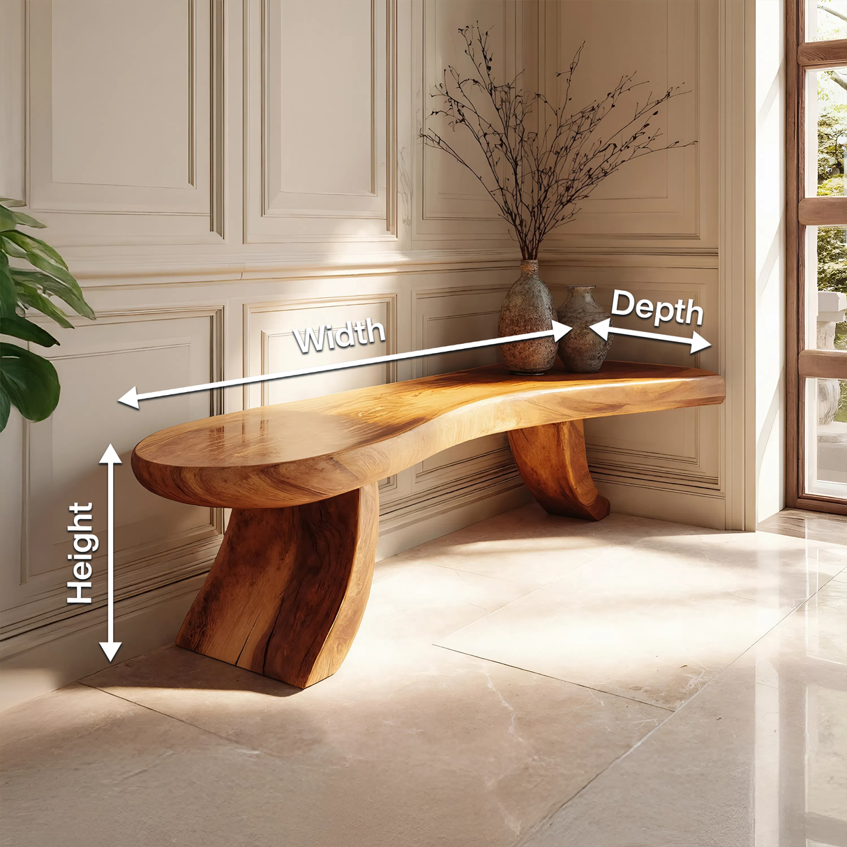 Modern Live Edge Entryway Bench For Minimalist Home Decor