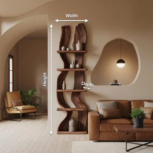 Modern Rustic Standing Shelf With Curved Silhouette For Living Room