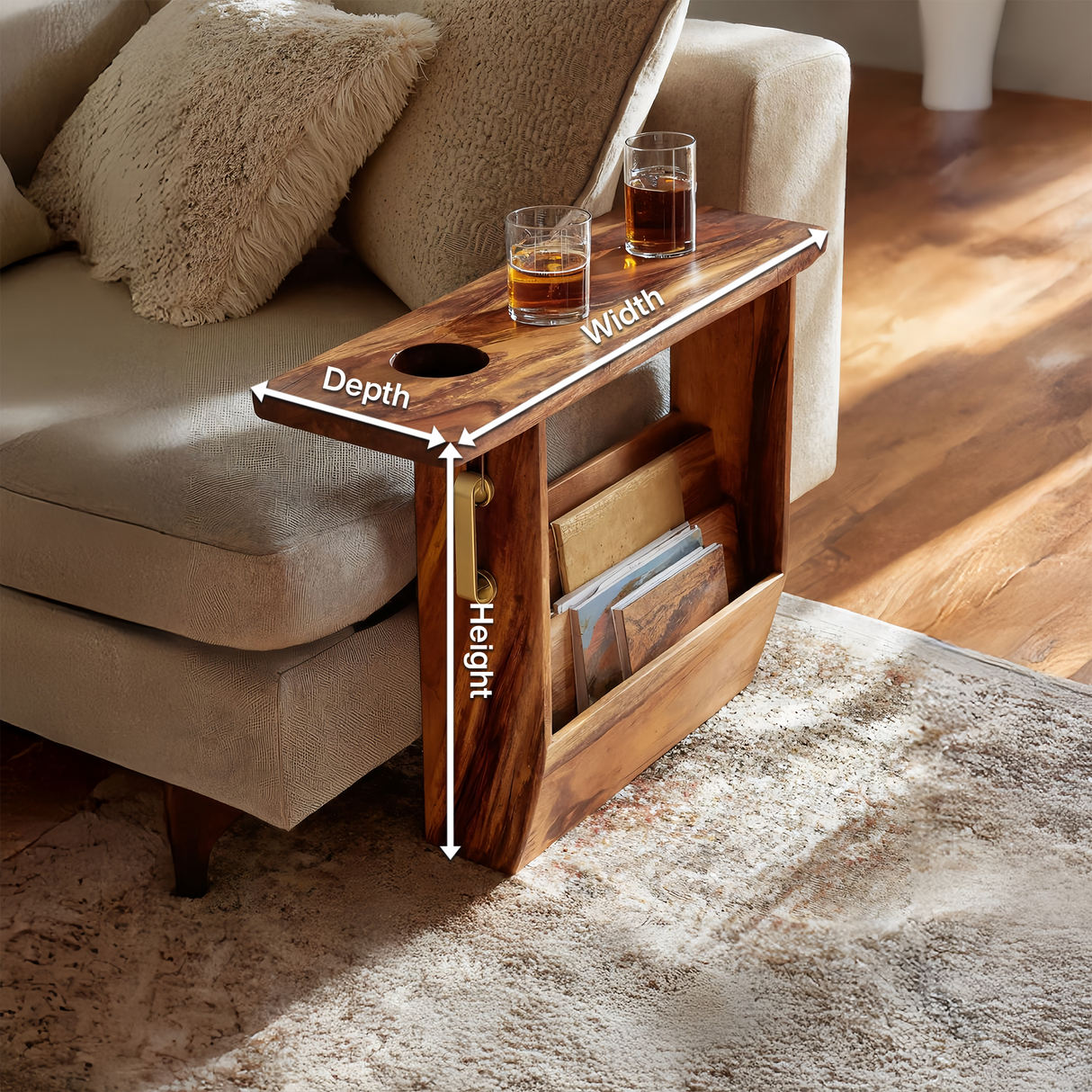 Mid Century Solid Wood Armrest For Furniture Decor