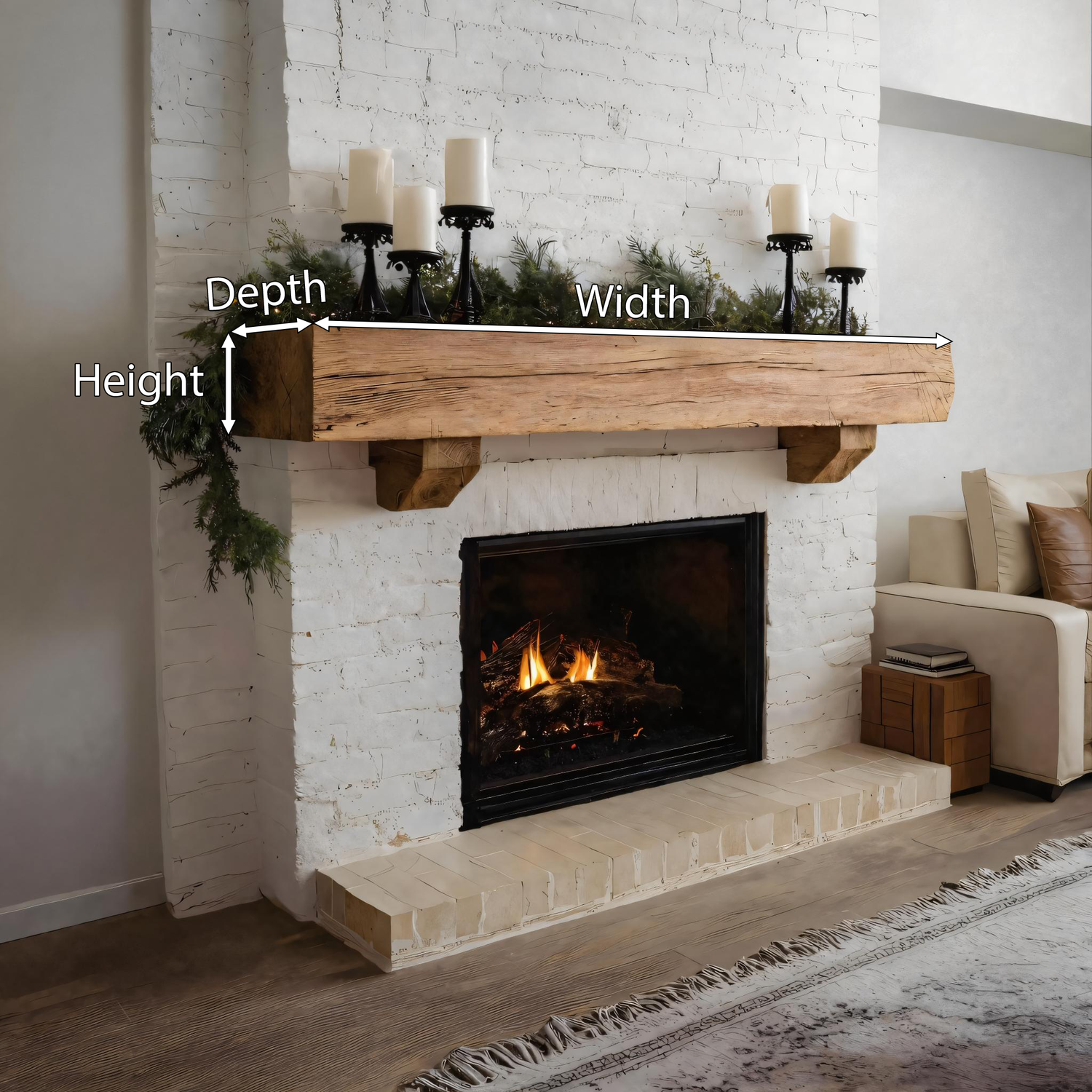 Rustic Fireplace Mantel Beam For Living Room