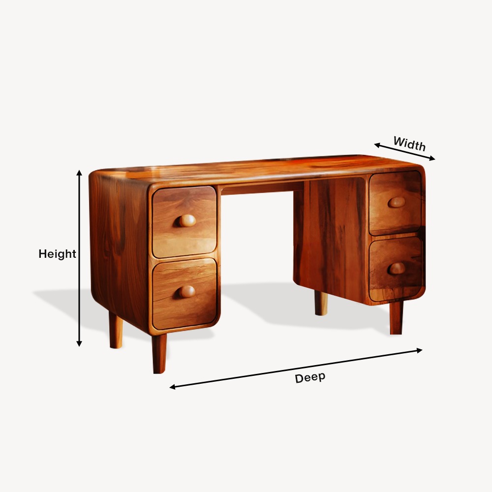 Modern Rounded Corner Desk With Drawers For Home Office Workspace