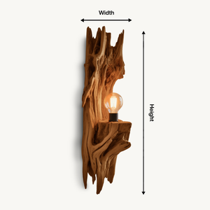 Rustic Driftwood Wall Lamp With Sculpted Form For Bedroom Or Living Room