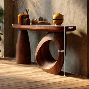 Mid Century Sculptural Live Edge Console Table For Luxury Entryway