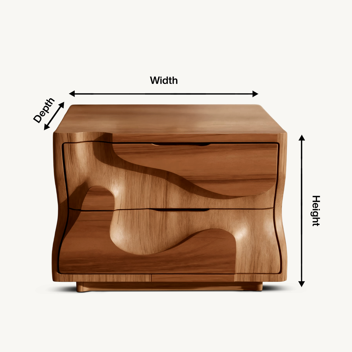 Modern Wavy Nightstand with Carved Drawer Cabinet For Bedroom And Living Room