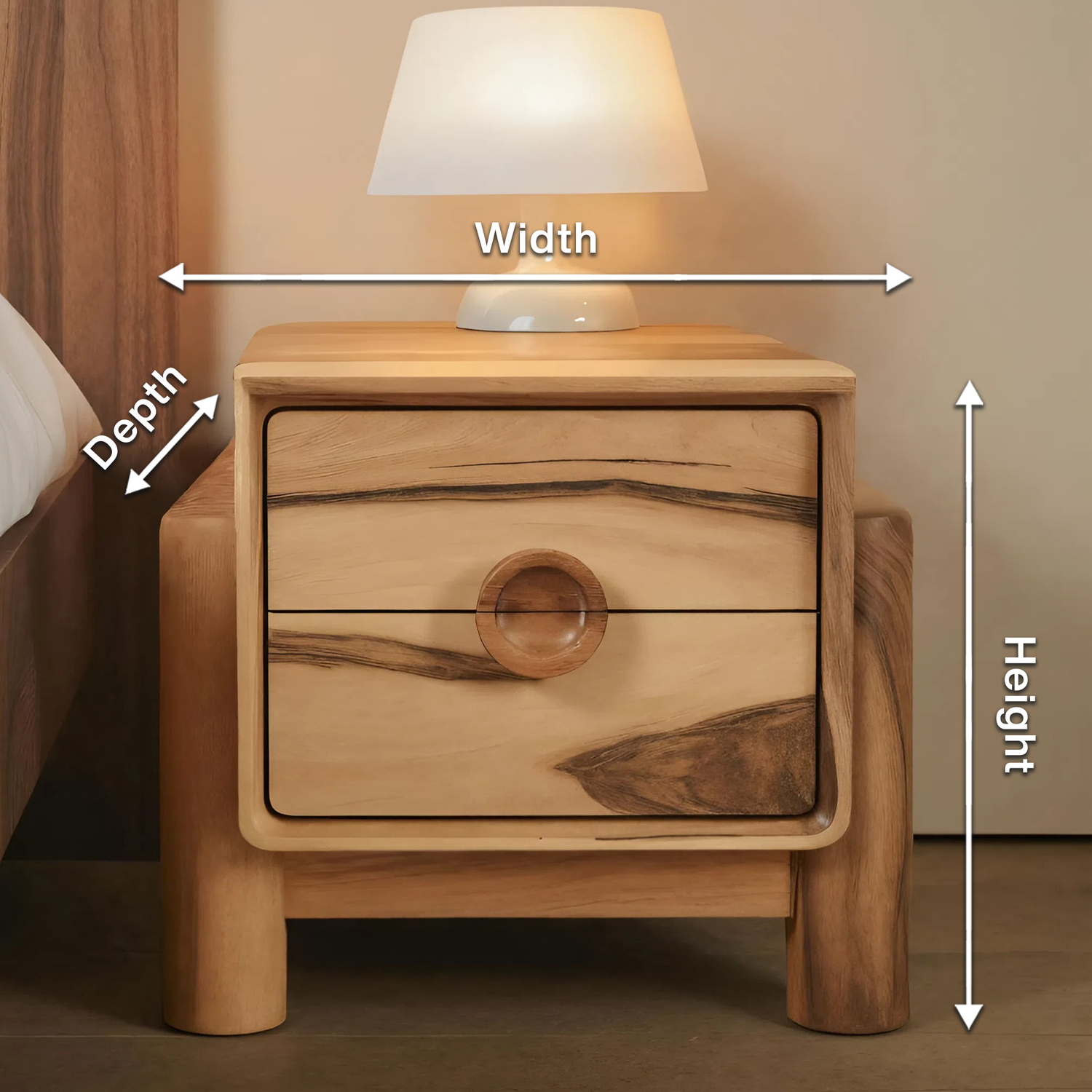 Modern Nightstand With Round Handle Bedside Table For Bedroom And Living Room