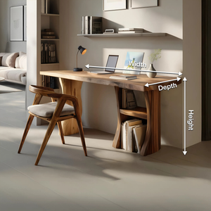 Modern Wooden Live Edge Desk For Small Home Office Setup