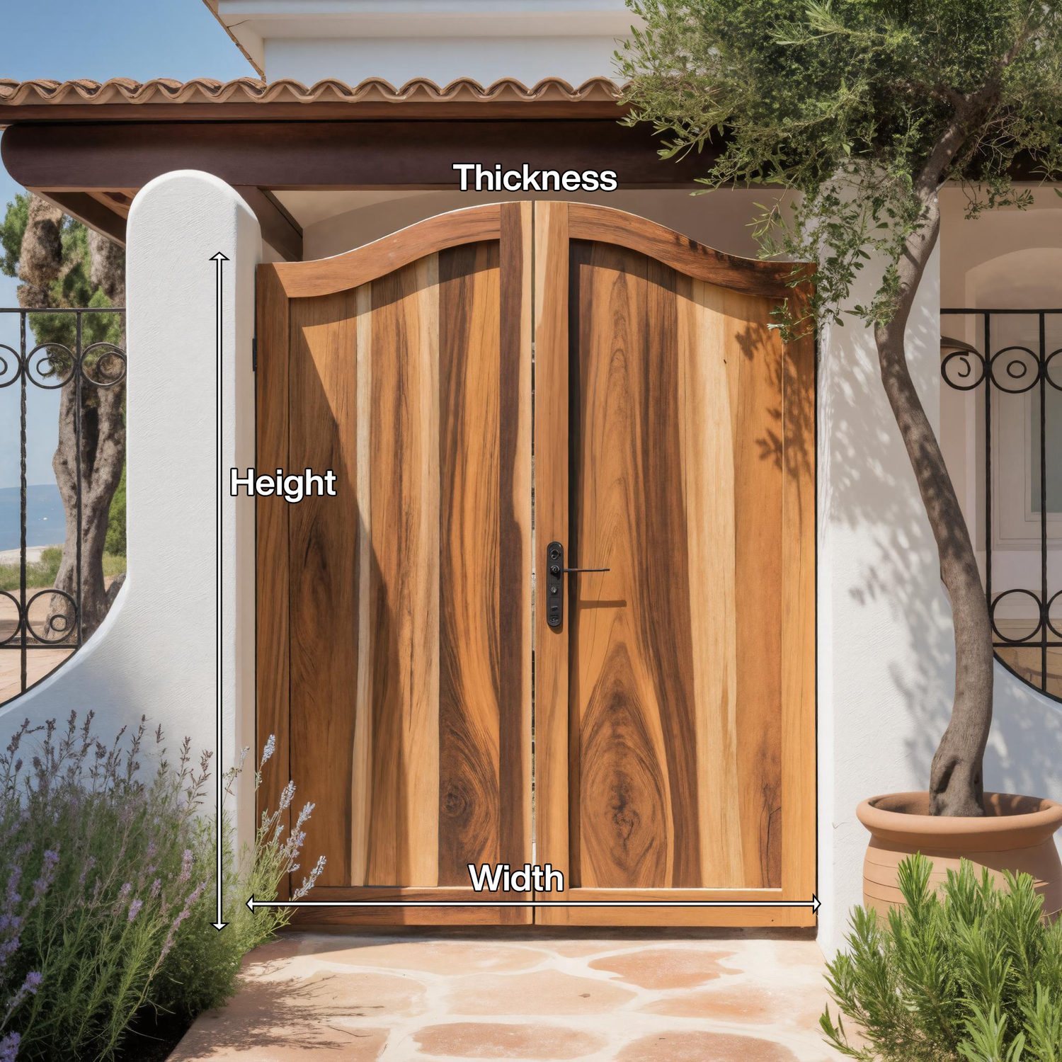 Curved Top Garden Gate Double Entry Door For Villa Courtyard