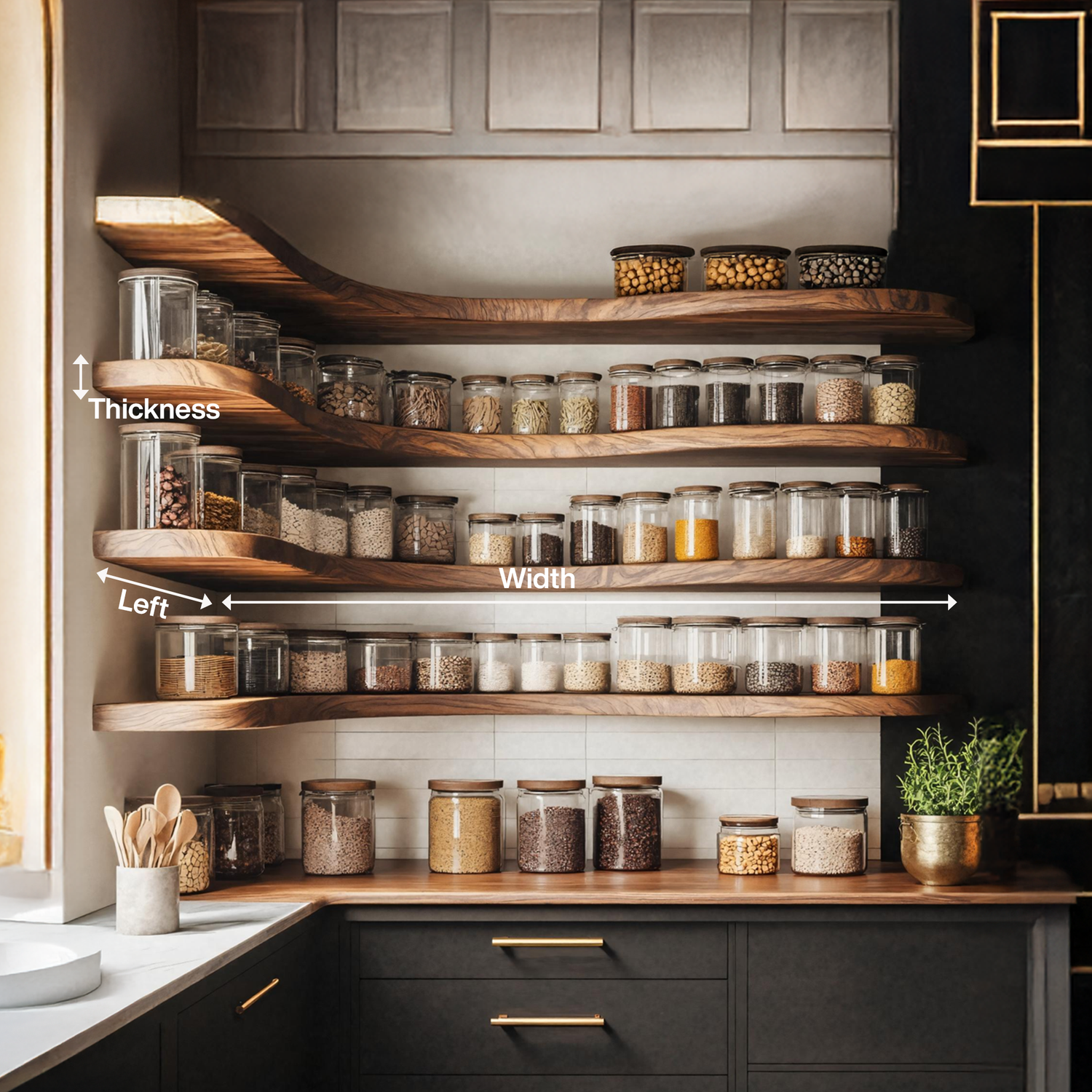Rustic Style Kitchen Cabinet With Handmade Spice Storage