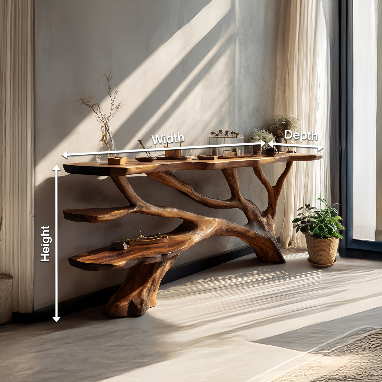 Handcrafted Live Edge Entryway Table For Bedroom Rustic Home Interior