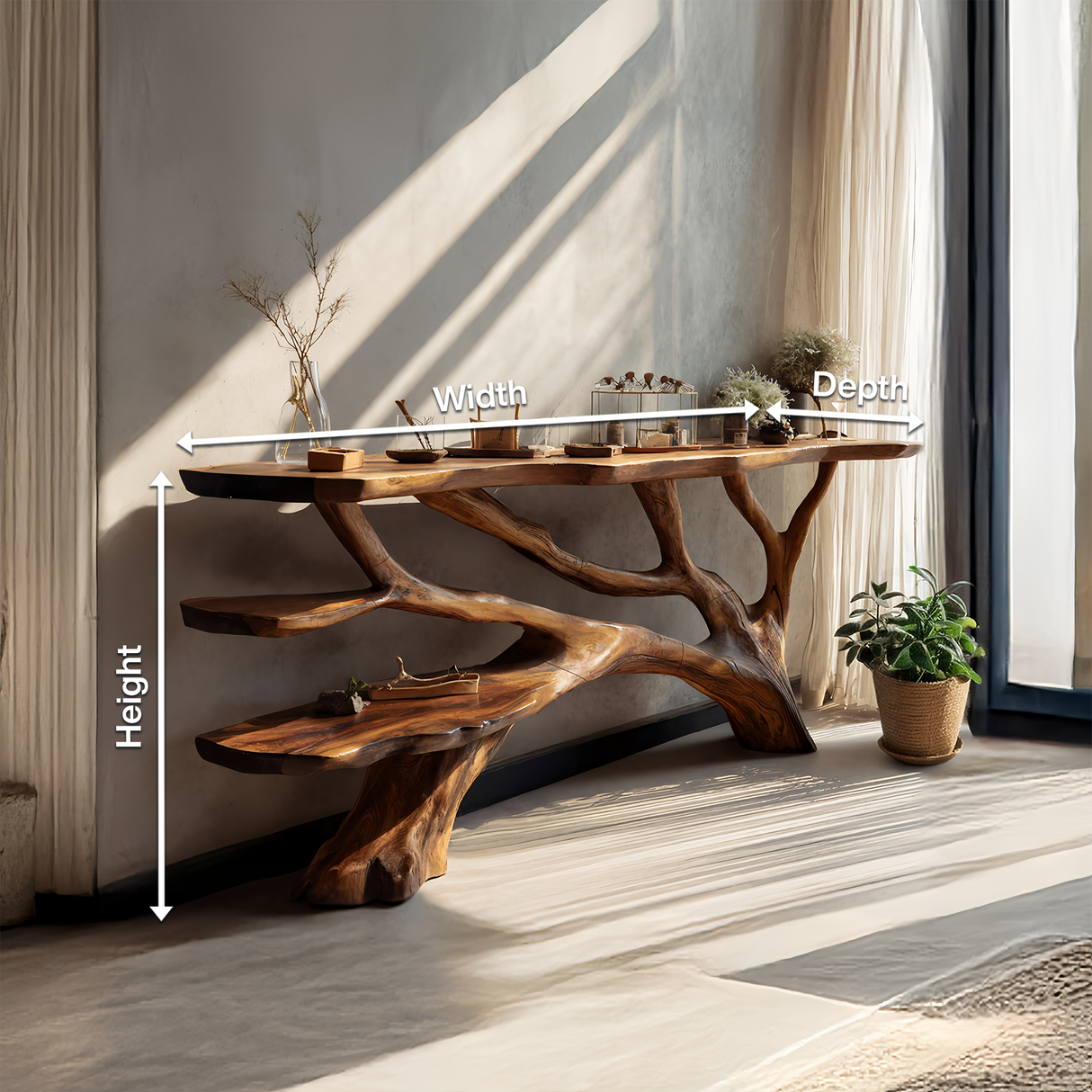 Handcrafted Live Edge Entryway Table For Bedroom Rustic Home Interior