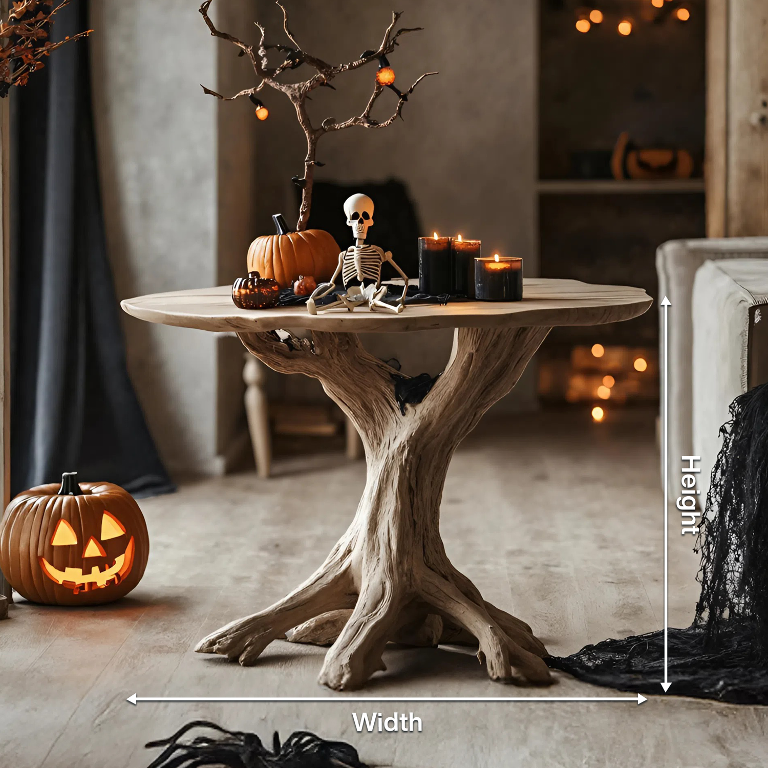 Rustic Wooden End Table For Entryway Design Halloween Wall Display