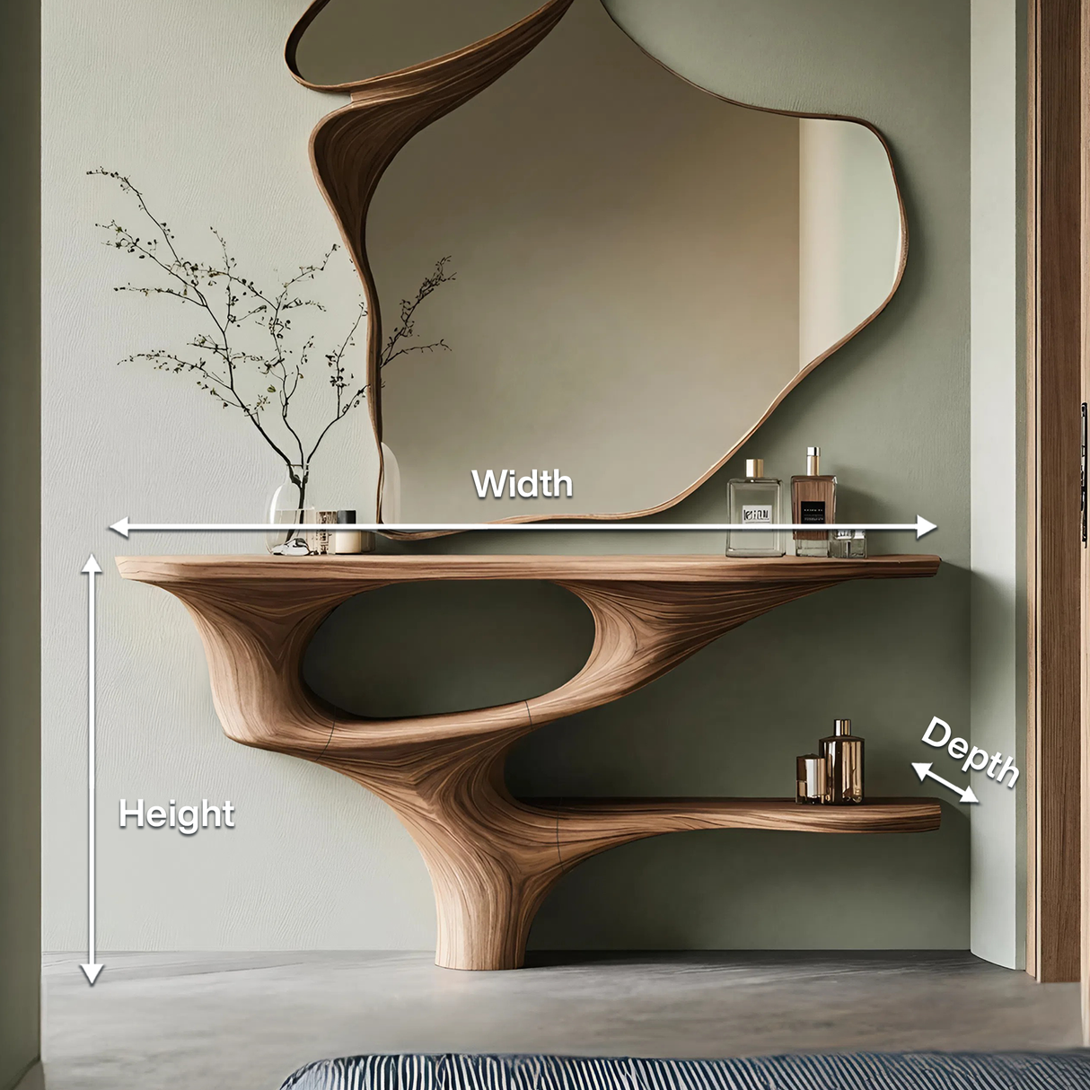 Rustic Live Edge Cosmetic Table For Bedroom Decor Ideas