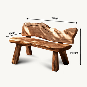 Rustic Live Edge Garden Bench For Patio Backyard And Forest Cabin