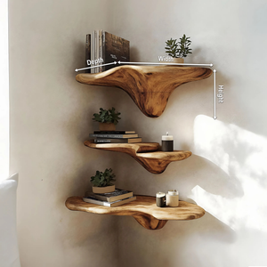Handcrafted Wooden Live Edge Mushroom Shelf For Artistic Home Decor