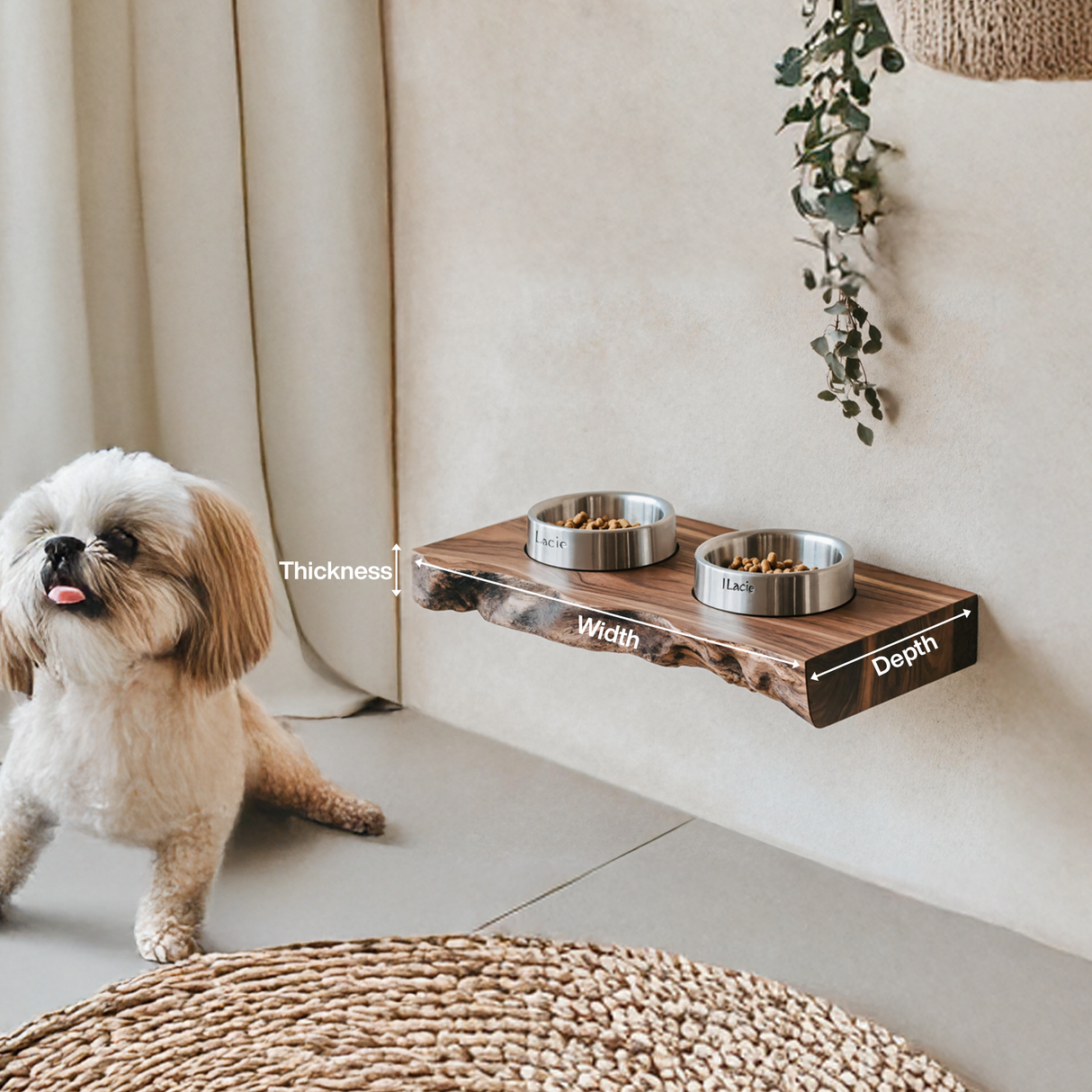 Rustic Dog Bowl Stand Handmade For Kitchen Area
