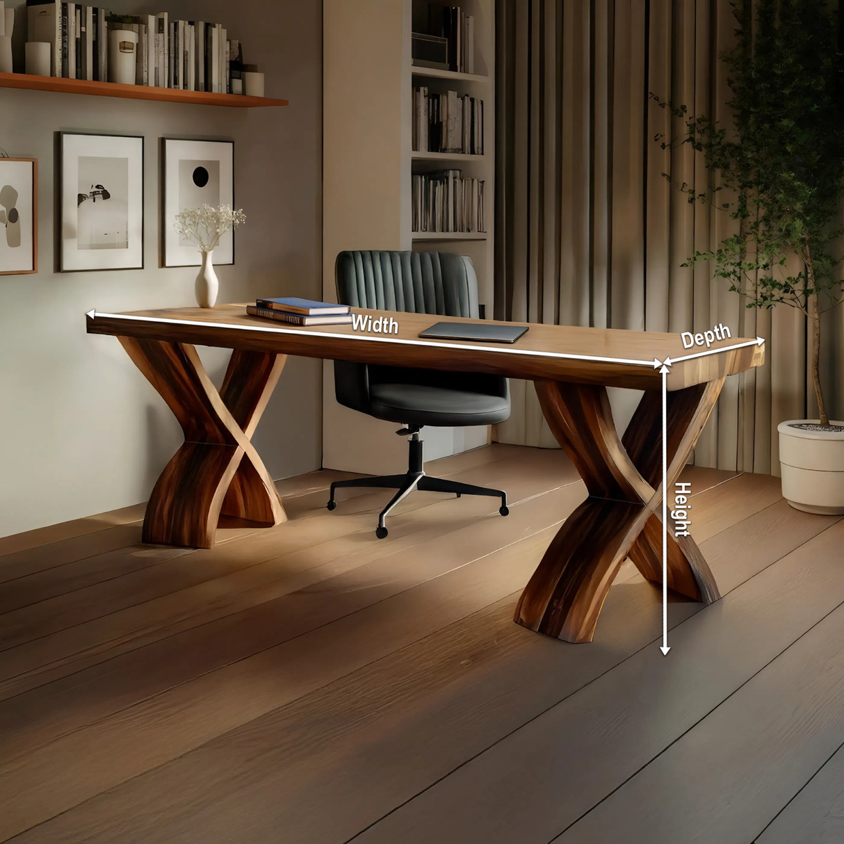 Mid Century Solid Wood Desk For Small Room Home Office