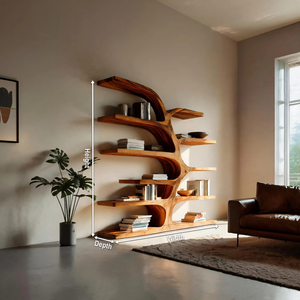 Handcrafted Curved Bookshelf For Living Room Furniture