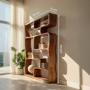 Modern Sculptural Bookshelf With Geometric Design For Living Room