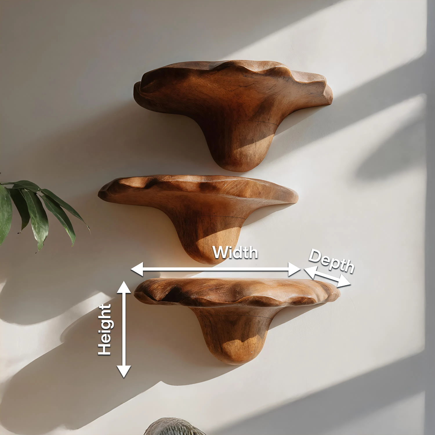 Mid Century Wooden Mushroom Shelf For Living Room And Bedroom Decor