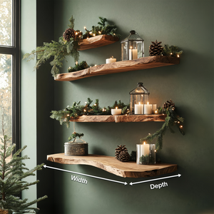 Handcrafted Solid Wood Floating Shelf For Holiday Living Room Design