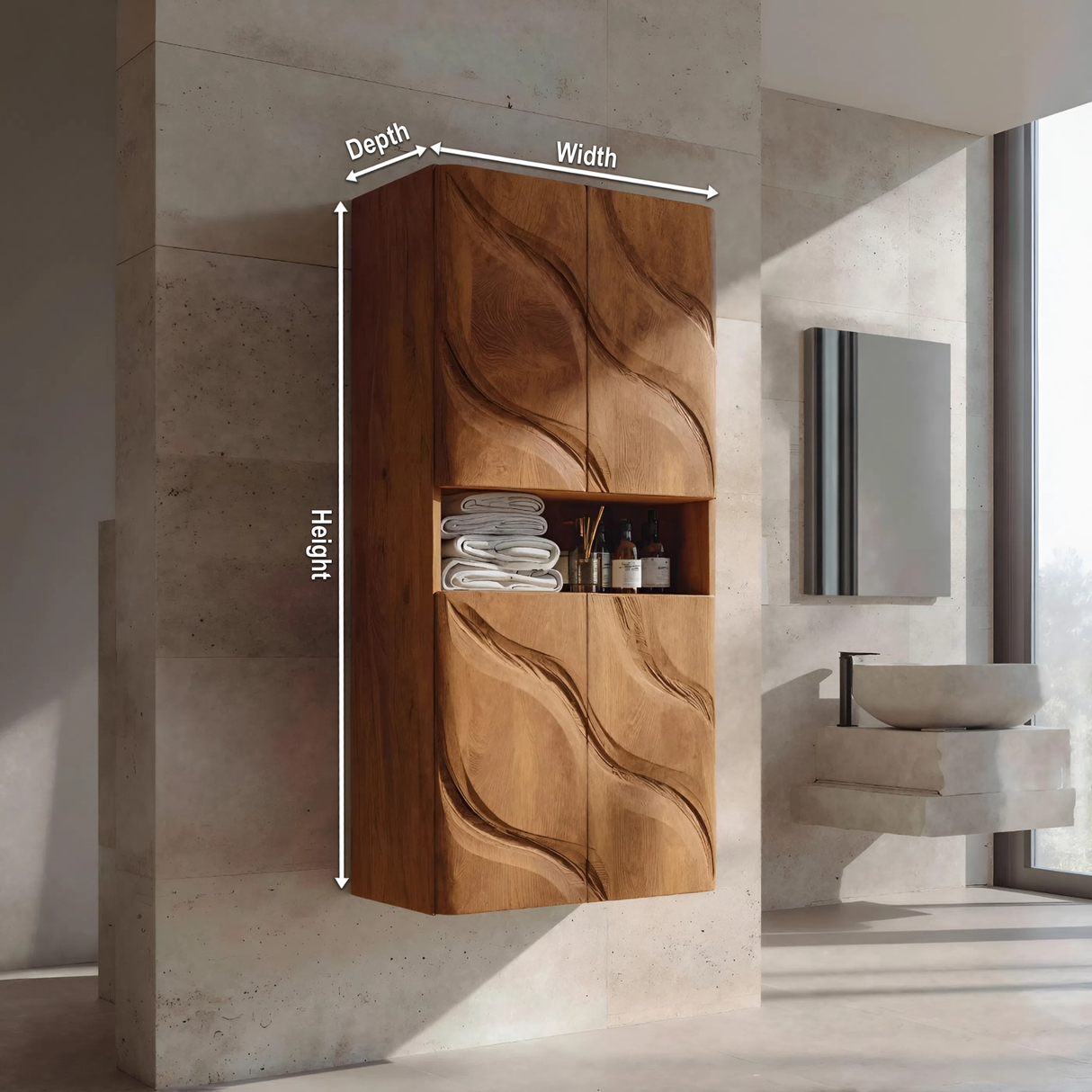 Contemporary Bathroom Cabinet Waves Design For Bathroom