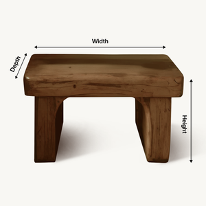 Rustic Nightstand Low Bedside Table With Shelf For Bedroom And Meditation