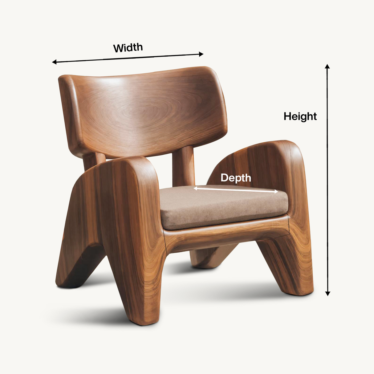 Contemporary Wooden Lounge Chair With Cushion For Garden Or Reading Nook